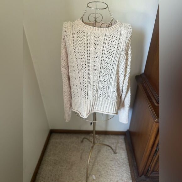 Altar’d State beige chenille crewneck sweater size  M - Picture 1 of 11